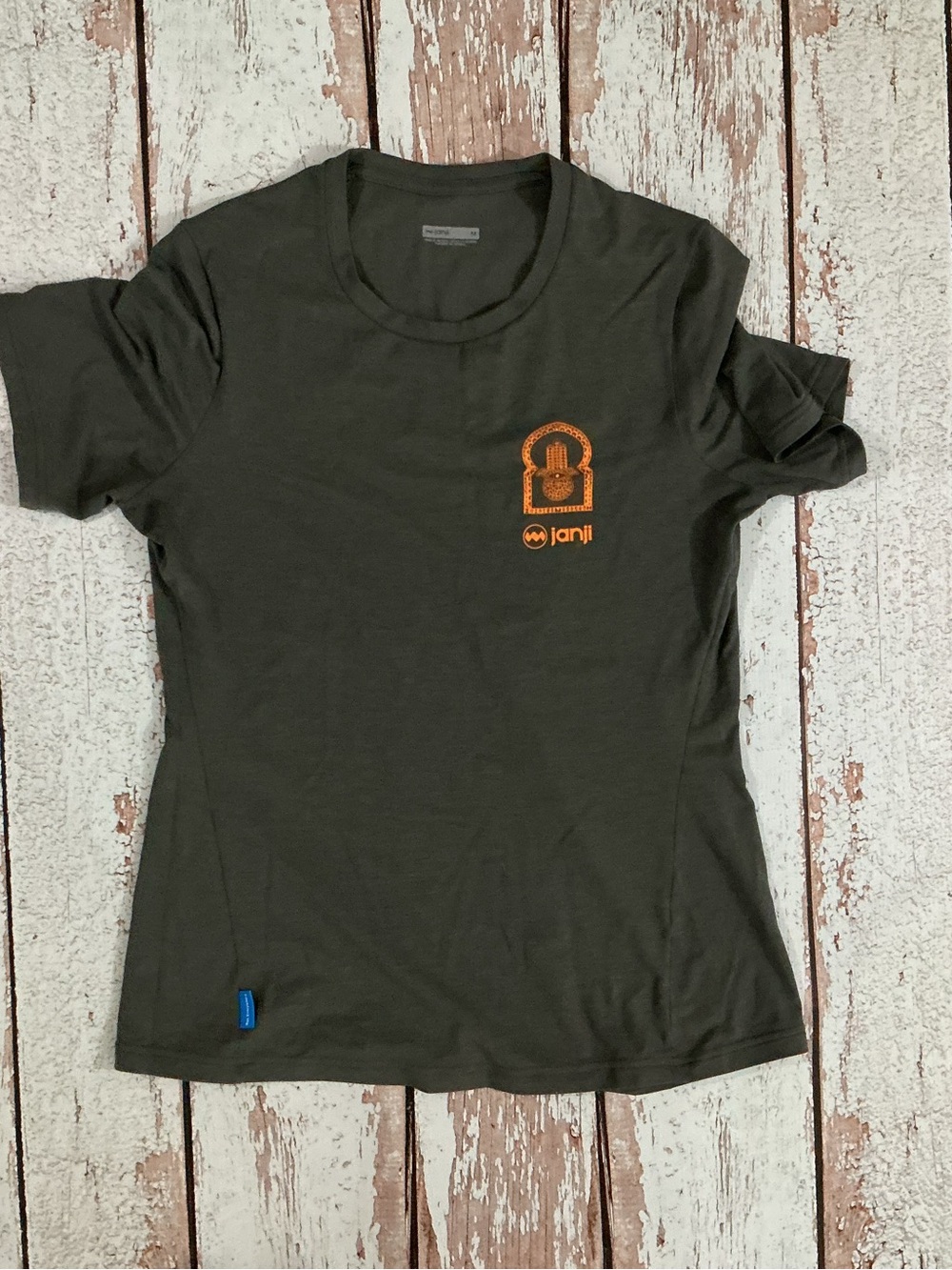 Janji Grey Short Sleeve Tee with Orange Logo